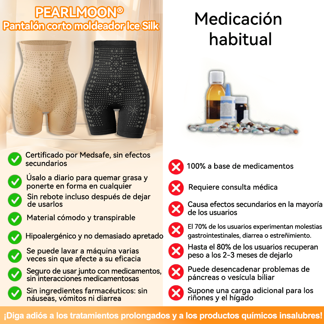𝑷𝑬𝑨𝑹𝑳𝑴𝑶𝑶𝐍® Pantalones Cortos 💕💕Moldeadores Reparadores de Fibra Iónica de Seda Helada 👨⚕️Quema de grasa, reafirmación de la piel, promoción de la circulación y el drenaje linfático para una salud holística